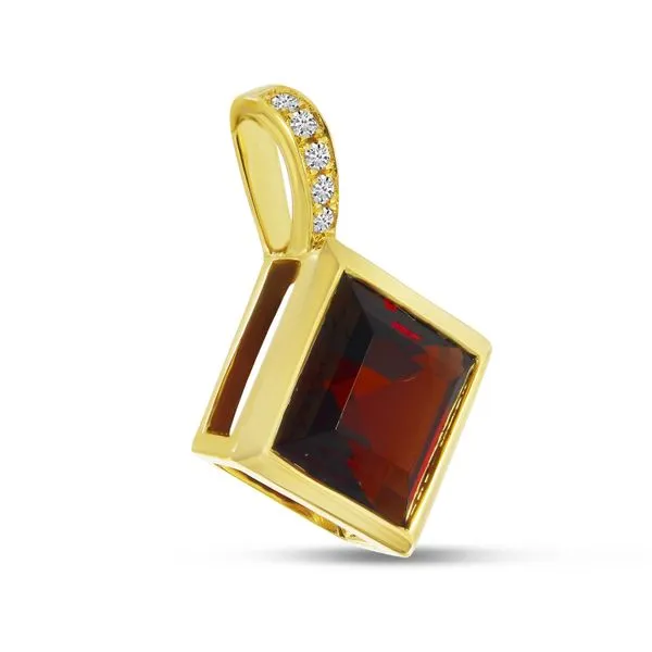 14K Yellow Gold Princess Cut Semi Diamond Pendant Image 2 Davidson Jewelers East Moline, IL