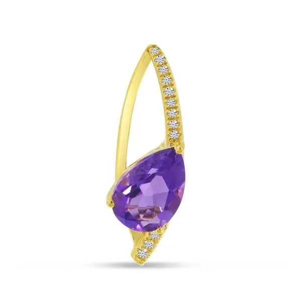 14K Yellow Gold Pear Shape Amethyst and Diamond Semi Precious Pendant Ambassador Diamond Jewelers Tucson, AZ