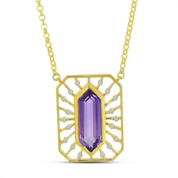 14K Yellow Gold Semi-Precious Hexagon Grid Necklace Ambassador Diamond Jewelers Tucson, AZ