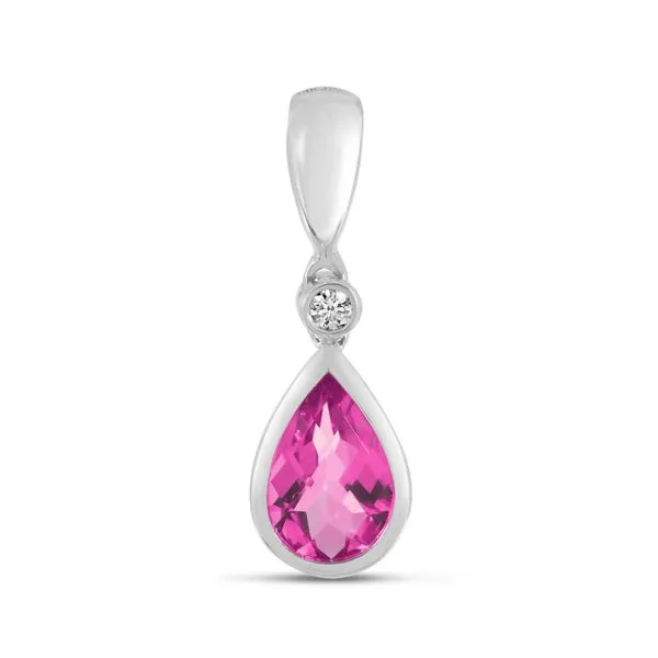 14K White Gold Pear Pink Tourmaline and Diamond Pendant J. Meredith Jewelers Delafield, WI