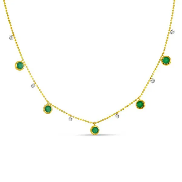 14K Yellow Gold Dashing Diamond  Emerald Bezel Necklace Ambassador Diamond Jewelers Tucson, AZ