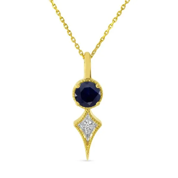 14K Yellow Gold Sapphire and Diamond Birthstone Pendant Image 2 Clater Jewelers Louisville, KY