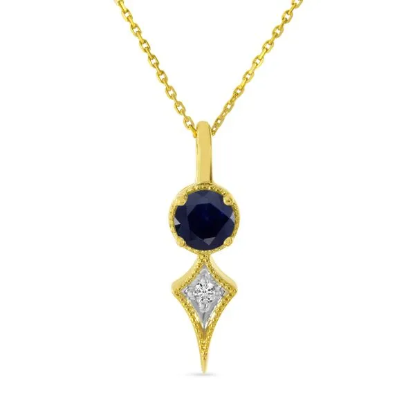 14K Yellow Gold Sapphire and Diamond Birthstone Pendant Image 3 Clater Jewelers Louisville, KY