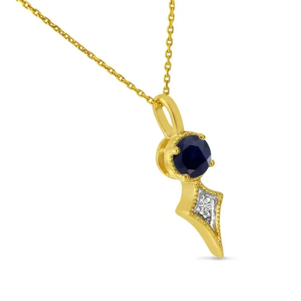 14K Yellow Gold Sapphire and Diamond Birthstone Pendant Image 4 Clater Jewelers Louisville, KY
