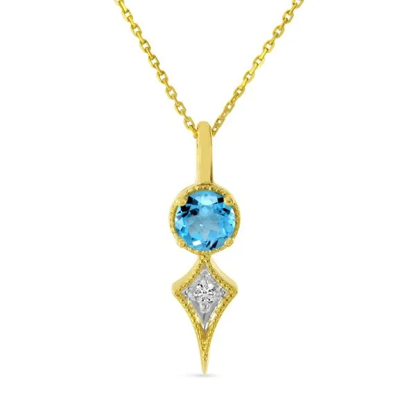 14K Yellow Gold Blue Topaz and Diamond Pendant Ambassador Diamond Jewelers Tucson, AZ