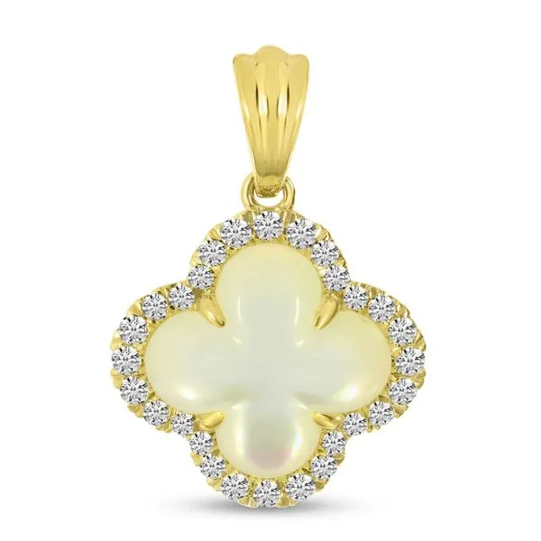 14K Yellow Gold Mother of Pearl and Diamond Clover Pendant Ambassador Diamond Jewelers Tucson, AZ
