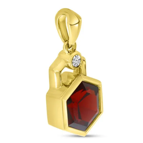 14K Yellow Gold Hexagon Garnet Geometric Pendant Image 2 Clater Jewelers Louisville, KY