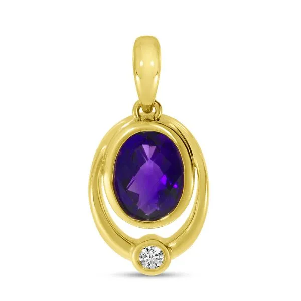 14K Yellow Gold Oval Amethyst Double Bezel Pendant Ambassador Diamond Jewelers Tucson, AZ