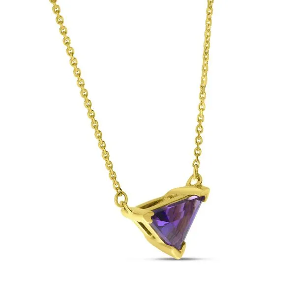 14K Yellow Gold Single Amethyst Trilliant Cut Necklace Moseley Diamond Showcase Inc Lexington, SC