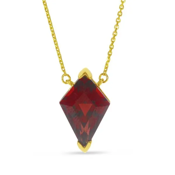 14K Yellow Gold Garnet Kite Shaped Semi Precious Necklace SIERRA MOON Auburn, CA