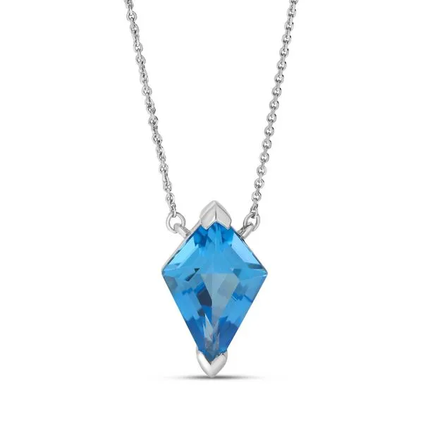 14K White Gold Blue Topaz Kite Shaped Necklace J. Meredith Jewelers Delafield, WI