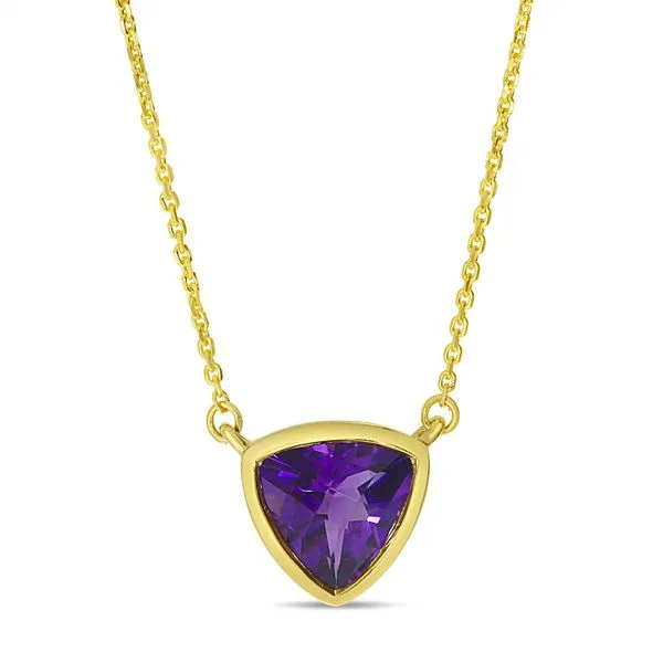 14K Yellow Gold Single Amethyst Triangle Necklace Ambassador Diamond Jewelers Tucson, AZ