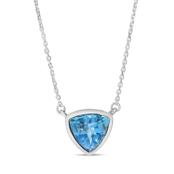 14K White Gold Single Blue Topaz Triangle Necklace Dahlkemper's Jewelry Connection Erie, PA