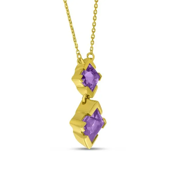 14K Yellow Gold Double Princess Amethyst Drop Necklace Image 2 Clater Jewelers Louisville, KY