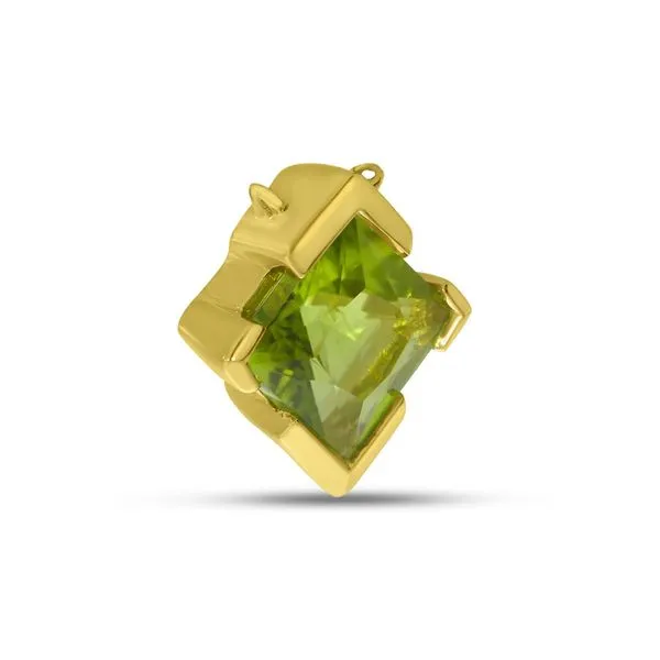 14K Yellow Gold Solitaire Princess Peridot Necklace Image 2 Rick's Jewelers California, MD