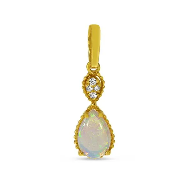 14K Yellow Gold Opal and Diamond Pear Pendant Clater Jewelers Louisville, KY