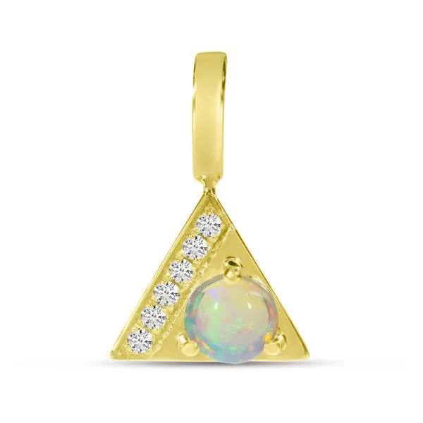 14K Yellow Gold Opal and Diamond Triangle Pendant Ambassador Diamond Jewelers Tucson, AZ