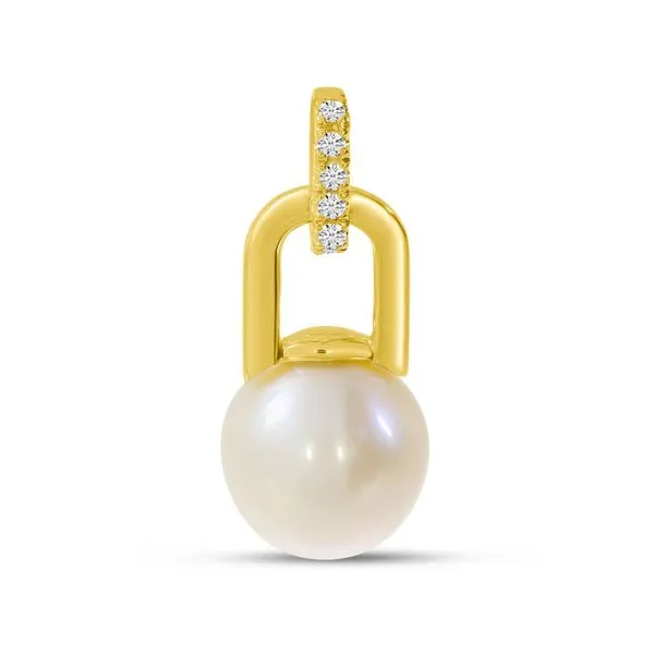 14K Yellow Gold Pearl and Diamond Link Pendant Moseley Diamond Showcase Inc Lexington, SC