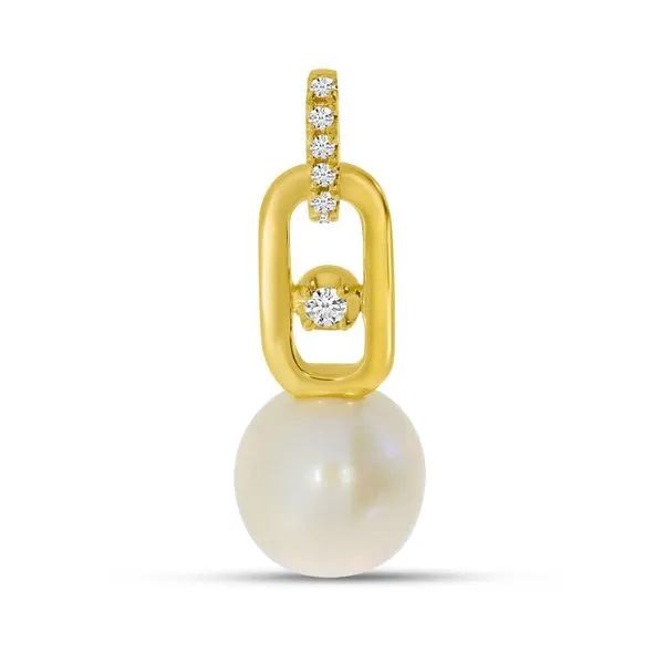14K Yellow Gold Pearl and Diamond Link Pendant Rick's Jewelers California, MD