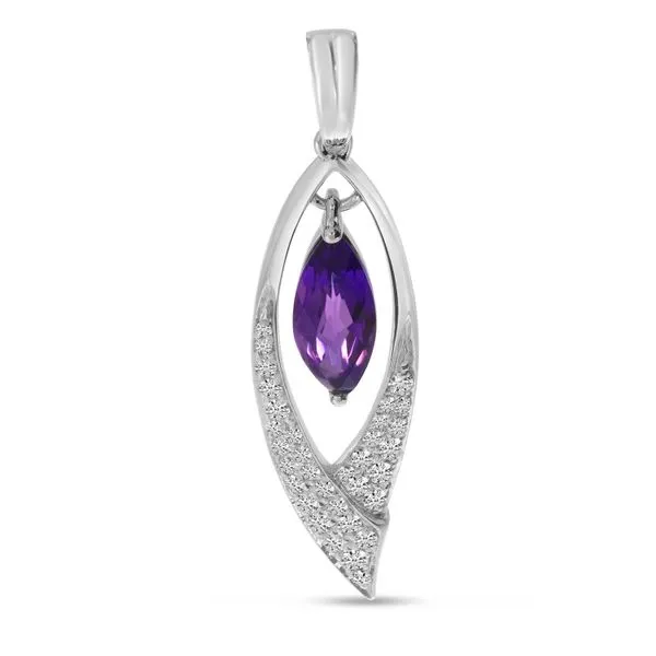 14K White Gold Marquise Amethyst and Diamond Dangle Pendant SIERRA MOON Auburn, CA