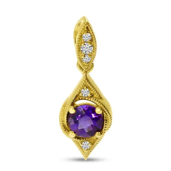 14K Yellow Gold Round Amethyst Filigree Semi Precious Pendant Ambassador Diamond Jewelers Tucson, AZ