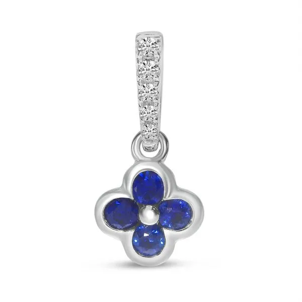 14K White Gold Sapphire and Diamond Clover Pendant The Jewelry Source El Segundo, CA