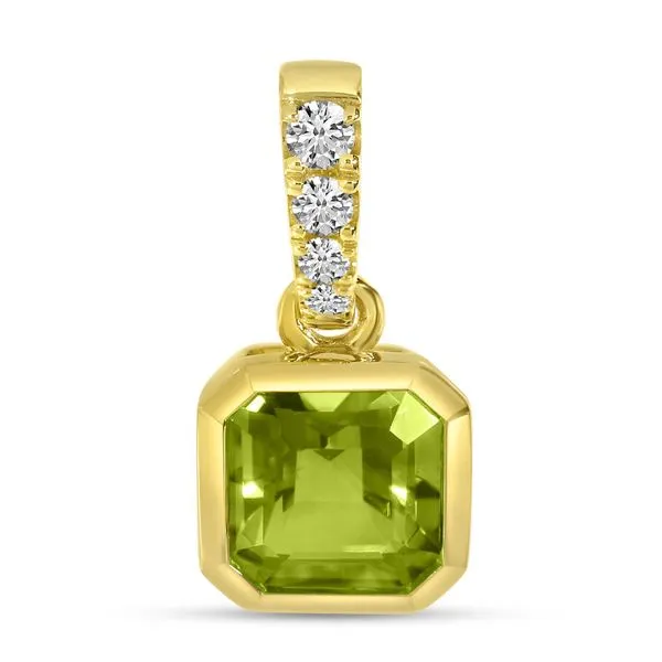 14K Yellow Gold Peridot Halo Pendant with Diamond Bale Ambassador Diamond Jewelers Tucson, AZ