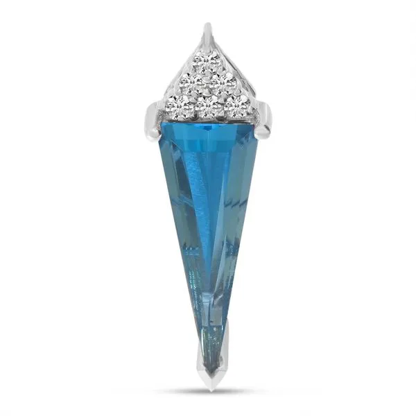 14K White Gold Trilliant Blue Topaz with Diamond Pendant Ambassador Diamond Jewelers Tucson, AZ