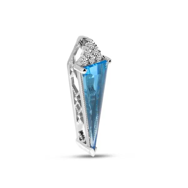 14K White Gold Trilliant Blue Topaz with Diamond Pendant Image 3 Ambassador Diamond Jewelers Tucson, AZ