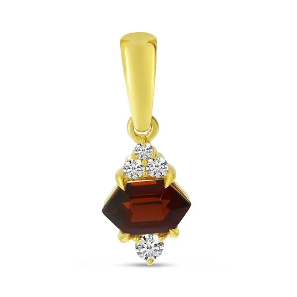 14K Yellow Gold Hexagon Garnet with Diamond Semi Precious Pendant Ambassador Diamond Jewelers Tucson, AZ