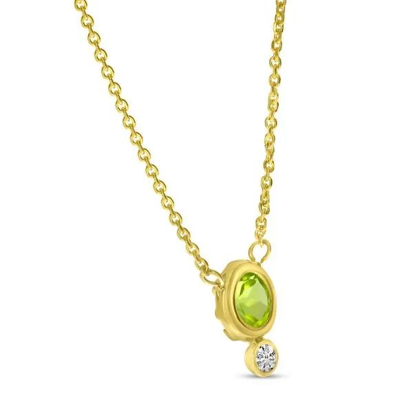 14K Yellow Gold Round Peridot with Diamond Birthstone Necklace Image 2 SIERRA MOON Auburn, CA