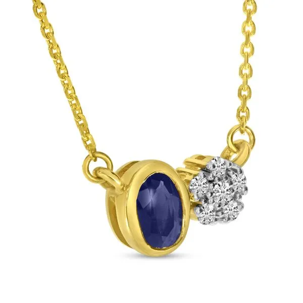 14K Yellow Gold Sapphire and Diamond Oval and Round Duo Necklace Image 2 Clater Jewelers Louisville, KY