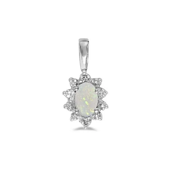 10k White Gold Oval Opal And Diamond Pendant Ambassador Diamond Jewelers Tucson, AZ