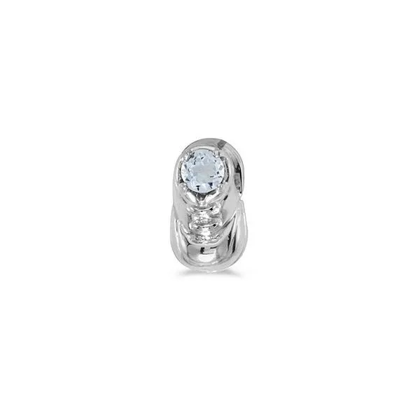 10k White Gold Round Aquamarine Baby Bootie Pendant Ambassador Diamond Jewelers Tucson, AZ
