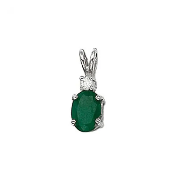14K White Gold Oval Emerald and Diamond Pendant Ambassador Diamond Jewelers Tucson, AZ