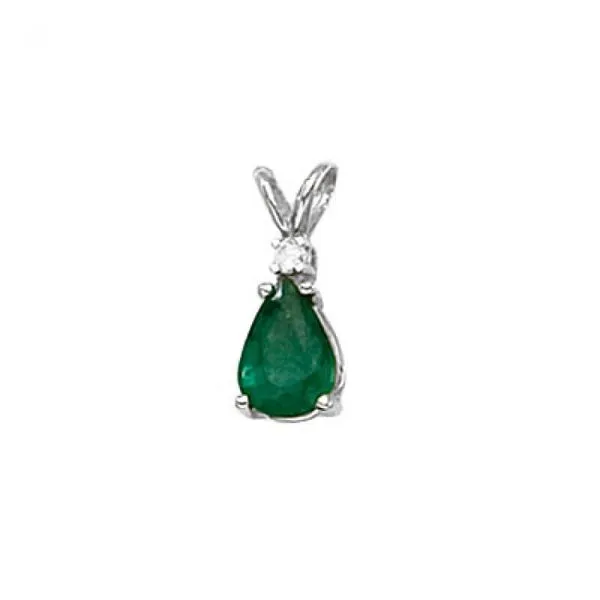 14K White Gold Pear Emerald and Diamond Pendant Ambassador Diamond Jewelers Tucson, AZ