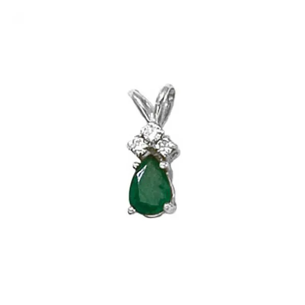 14K White Gold Pear Emerald and Diamond Pendant Ambassador Diamond Jewelers Tucson, AZ