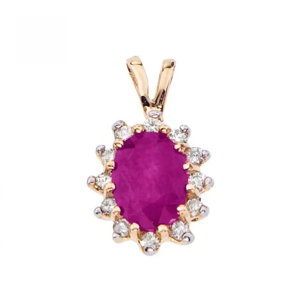 14k Yellow Gold Oval Pink Tourmaline and Diamond Pendant Jimmy Smith Jewelers Decatur, AL