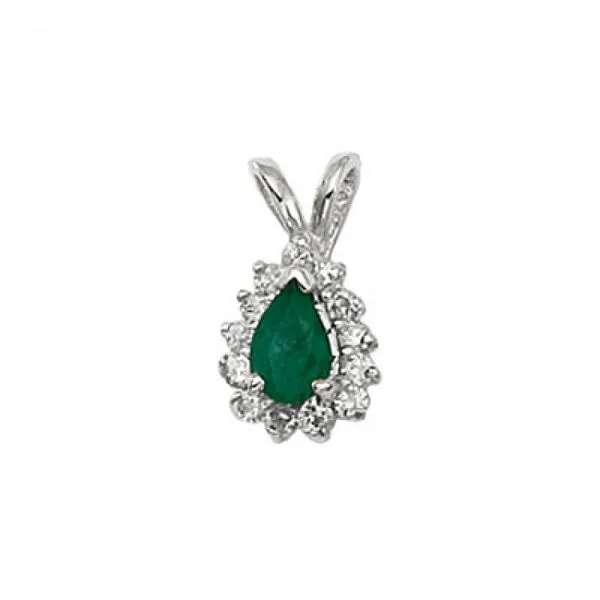 14K White Gold Pear Emerald and Diamond Pendant Ambassador Diamond Jewelers Tucson, AZ