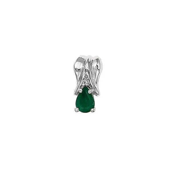 14K White Gold Pear Emerald and Diamond Pendant Ambassador Diamond Jewelers Tucson, AZ