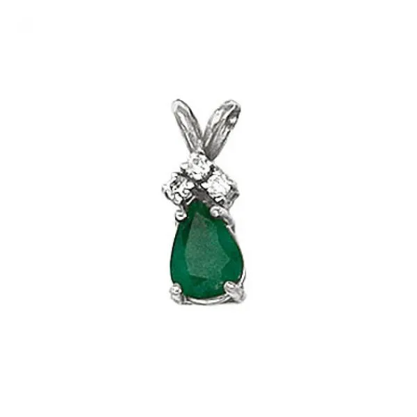 14K White Gold Pear Emerald and Diamond Pendant Ambassador Diamond Jewelers Tucson, AZ
