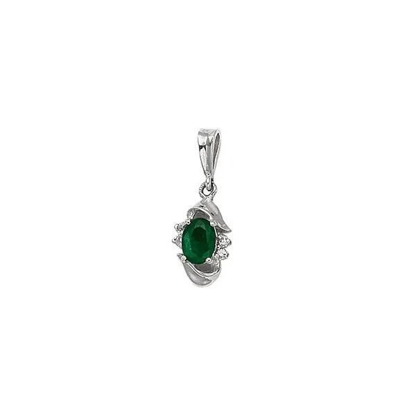 14K White Gold Oval Emerald and Diamond Pendant Ambassador Diamond Jewelers Tucson, AZ