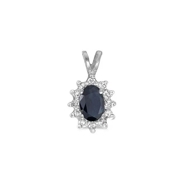 10k White Gold Oval Sapphire And Diamond Pendant Ambassador Diamond Jewelers Tucson, AZ