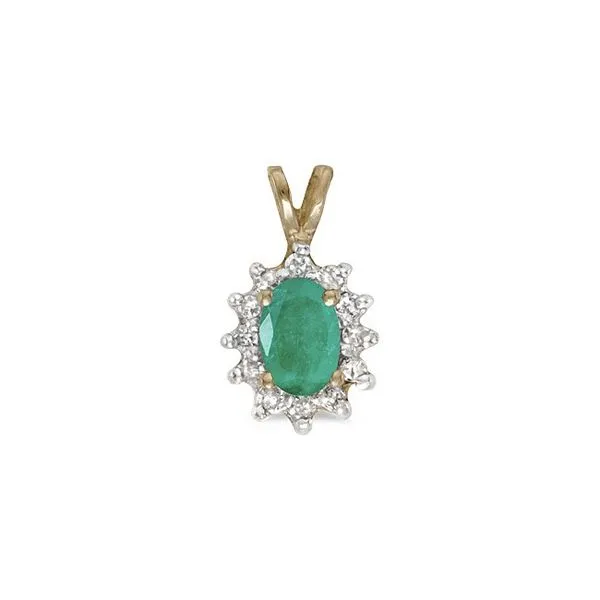 14k Yellow Gold Oval Emerald And Diamond Pendant Ambassador Diamond Jewelers Tucson, AZ