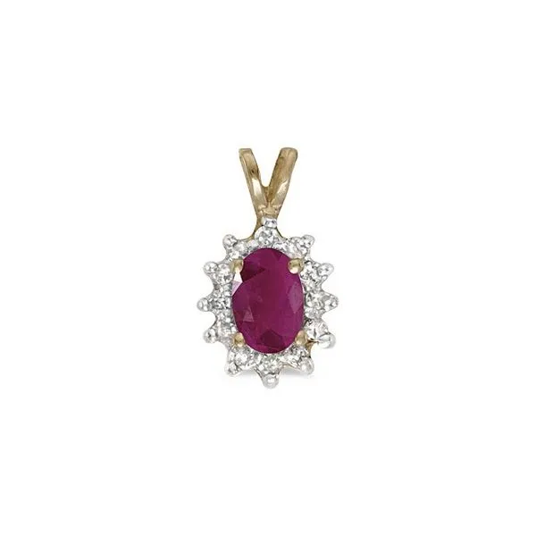 14k Yellow Gold Oval Ruby And Diamond Pendant Ambassador Diamond Jewelers Tucson, AZ