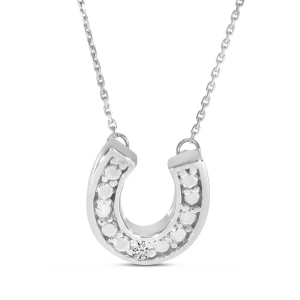14K White Gold Diamond Horseshoe 18 Necklace