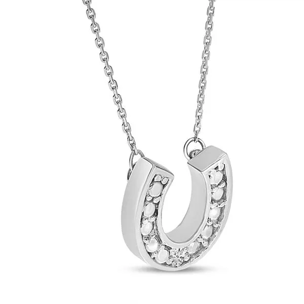 14K White Gold Diamond Horseshoe 18 Necklace