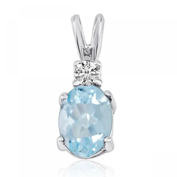 14K White Gold Oval Aquamarine & Diamond Pendant Ambassador Diamond Jewelers Tucson, AZ