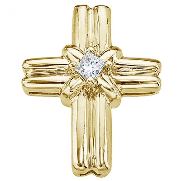 14K Yellow Gold Princess Diamond Cross Pendant Ambassador Diamond Jewelers Tucson, AZ