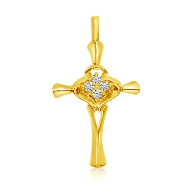 14K Yellow Gold Diamond Cross Pendant Ambassador Diamond Jewelers Tucson, AZ
